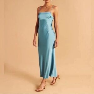 Abercrombie, blue silk cowl back dress